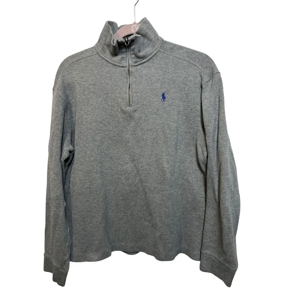 Polo Ralph Lauren Quarter Zip Sweater Mens‎ Small Grey Cotton